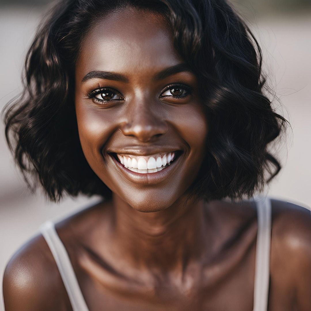 Fitzpatrick Skin Type VI - Dark brown or black skin, never burns, deeply pigmented; typically has black hair and dark brown eyes.